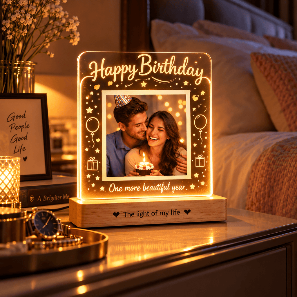 Personalized LED Photo Lamp with Custom Quote | Birthday Gift