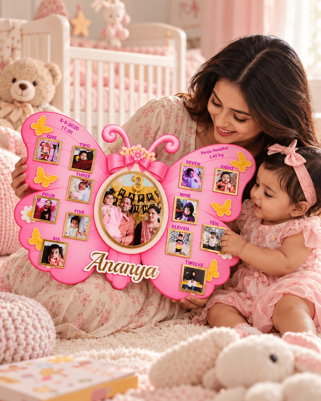 Personalized Baby Milestone Photo Frame | 12 Months of Memories