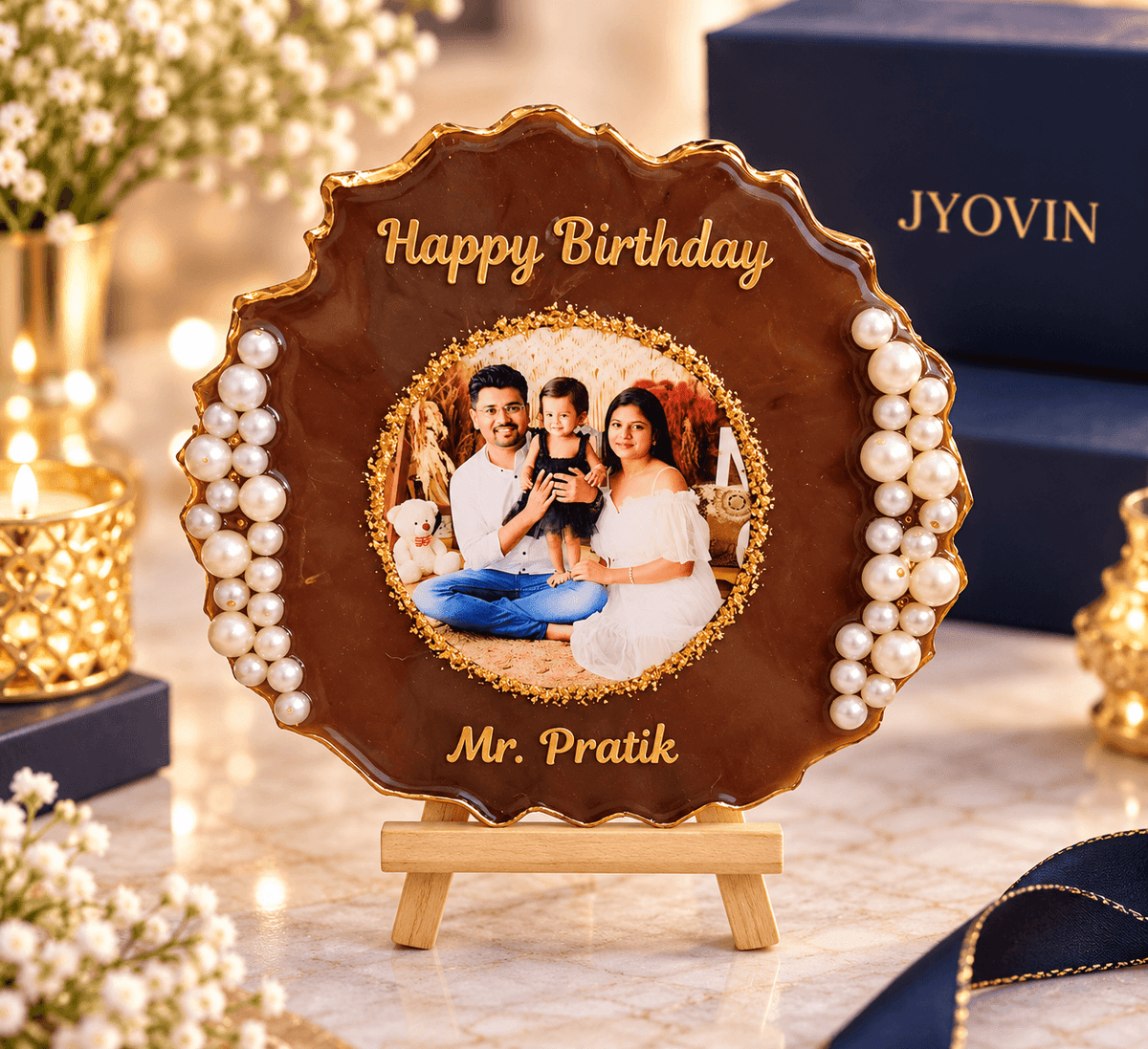 Personalized Resin Photo Frame | Custom Birthday Gift with Photo & Name