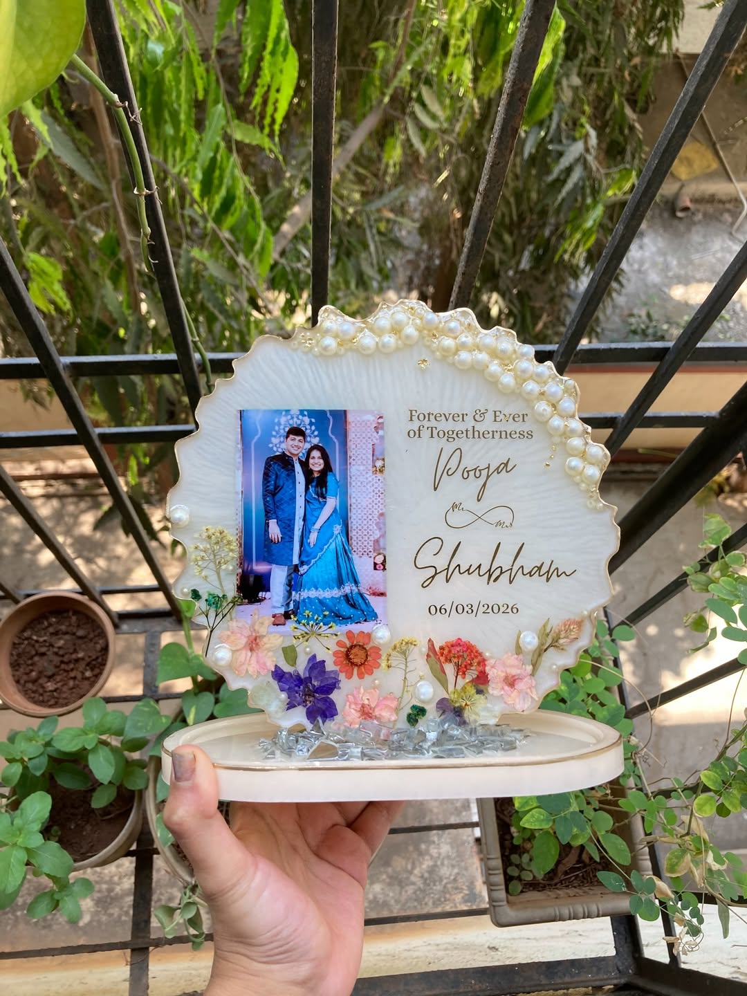 Personalized Couple Photo Resin Frame with Name & Date