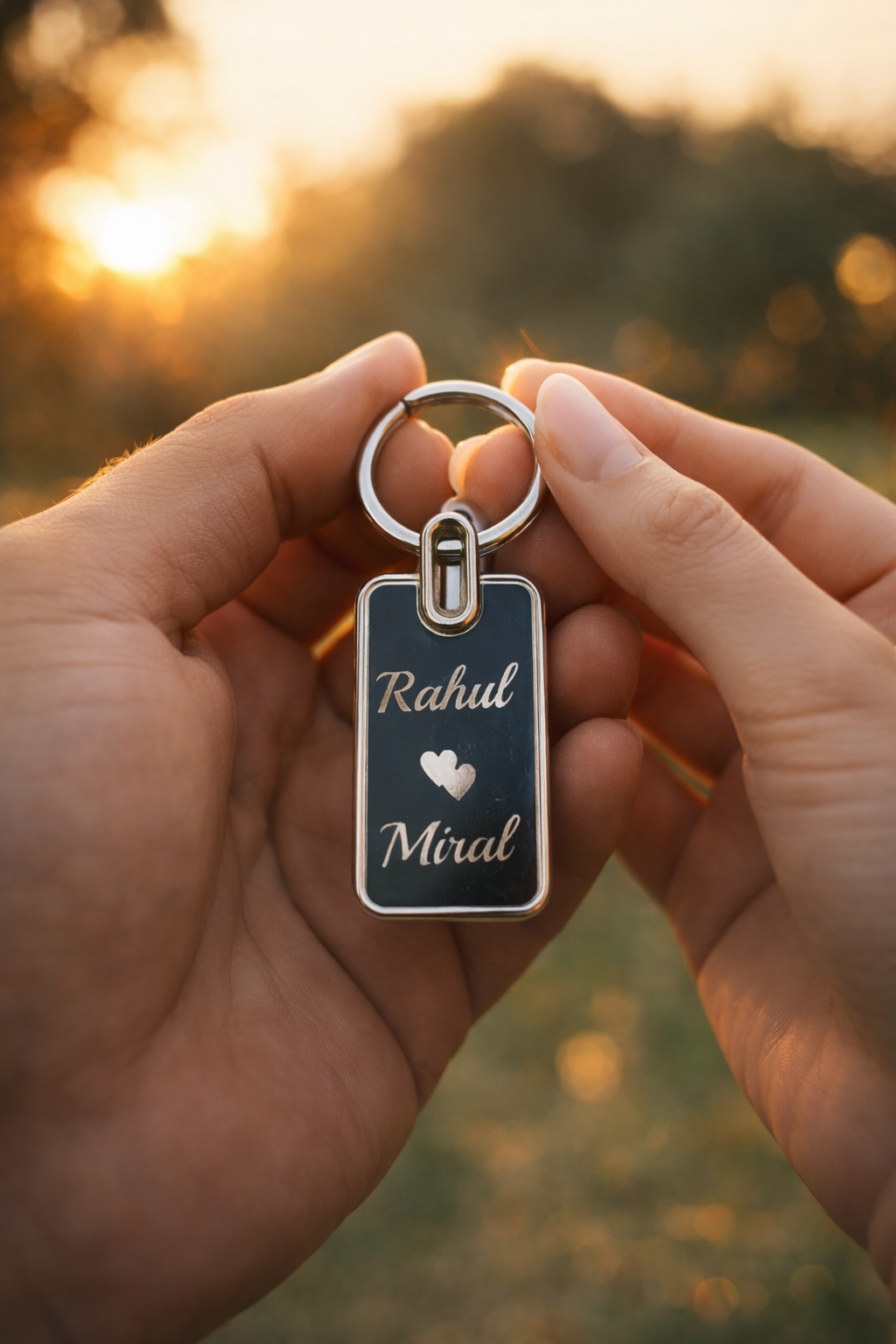 Personalized Couple Name Keychain – Custom Engraved Love Keyring Gift