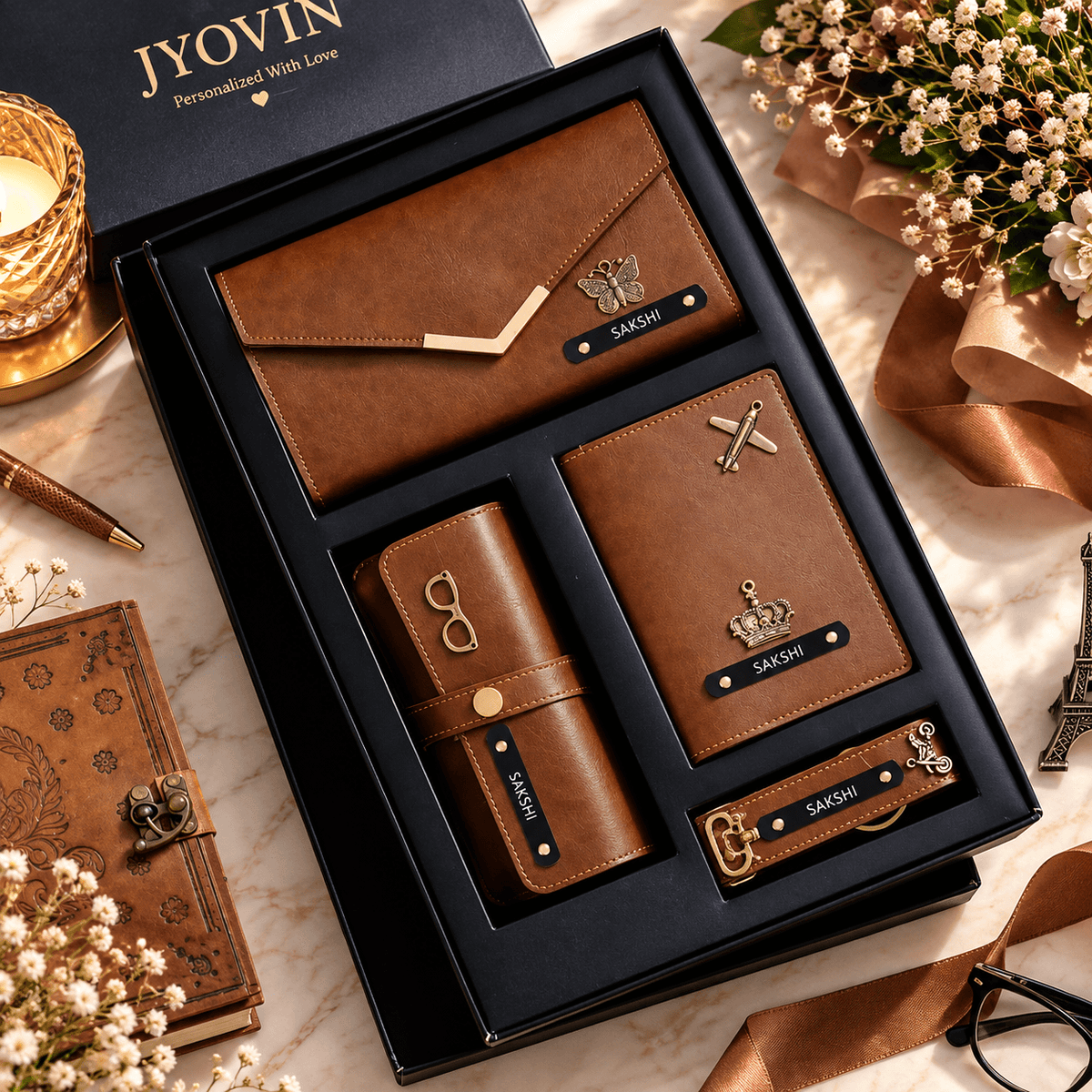 Personalized Clutch Hamper for Women – 4 Items Gift Box