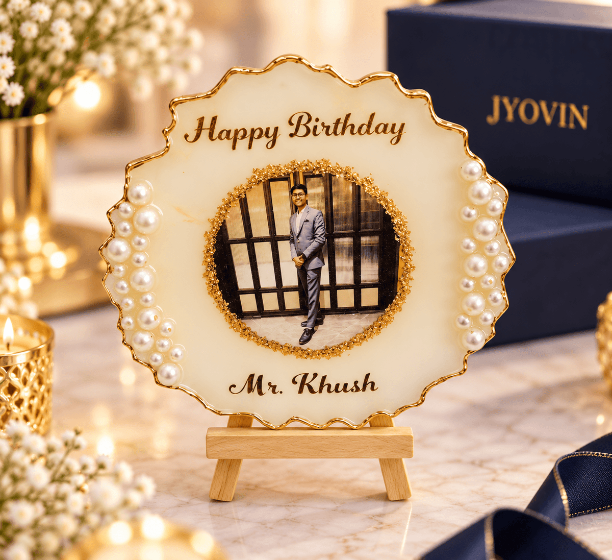 Personalized Resin Photo Frame | Custom Birthday Gift with Photo & Name