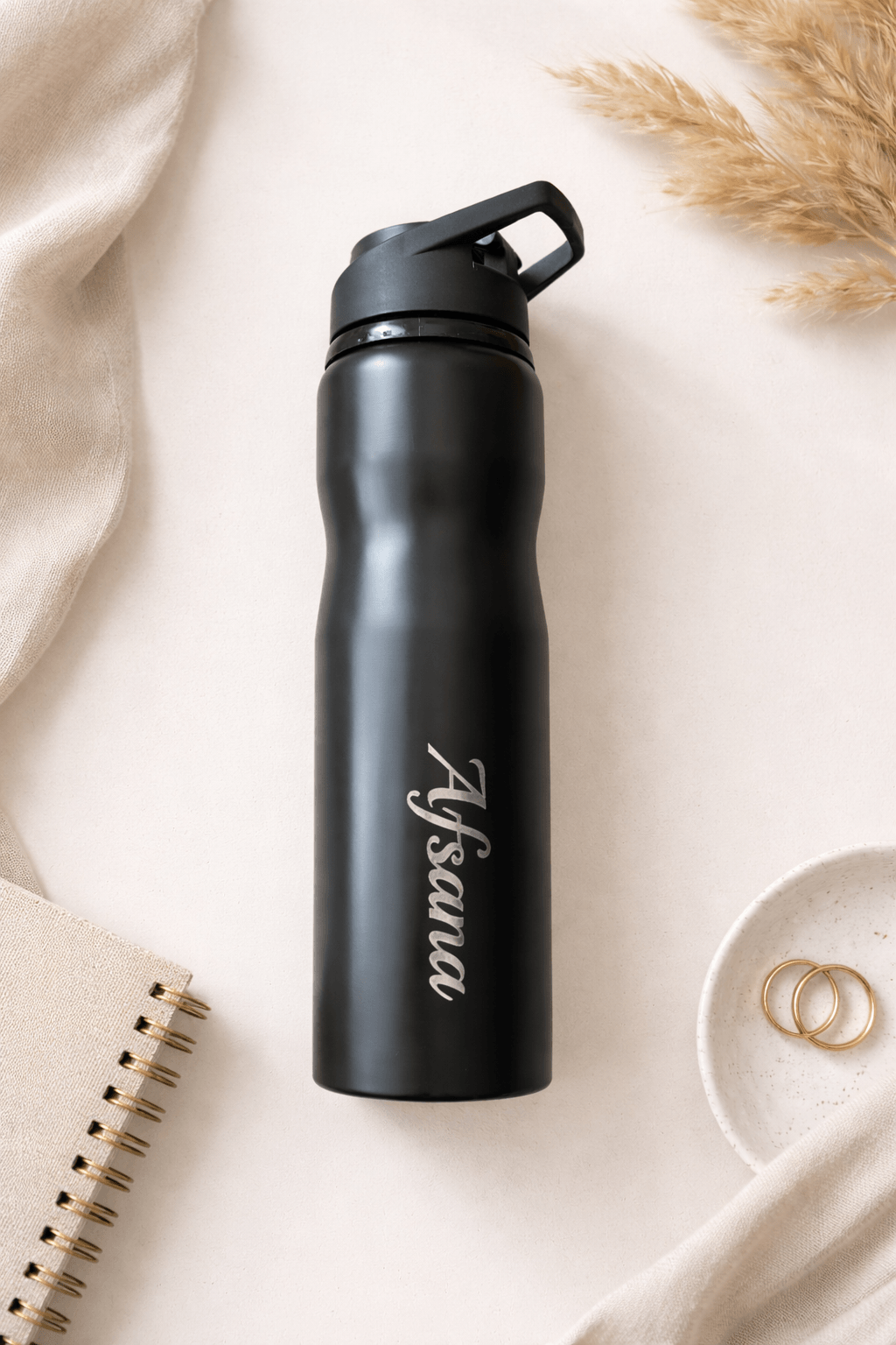 Personalized Black Stainless Steel Water Bottle | Custom Name Engraved