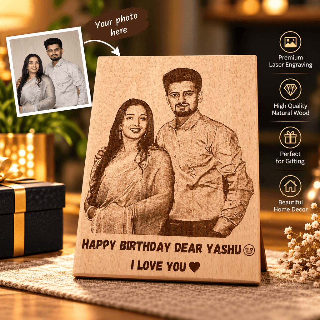 Custom Wooden Photo Engraving Frame – Premium Gift