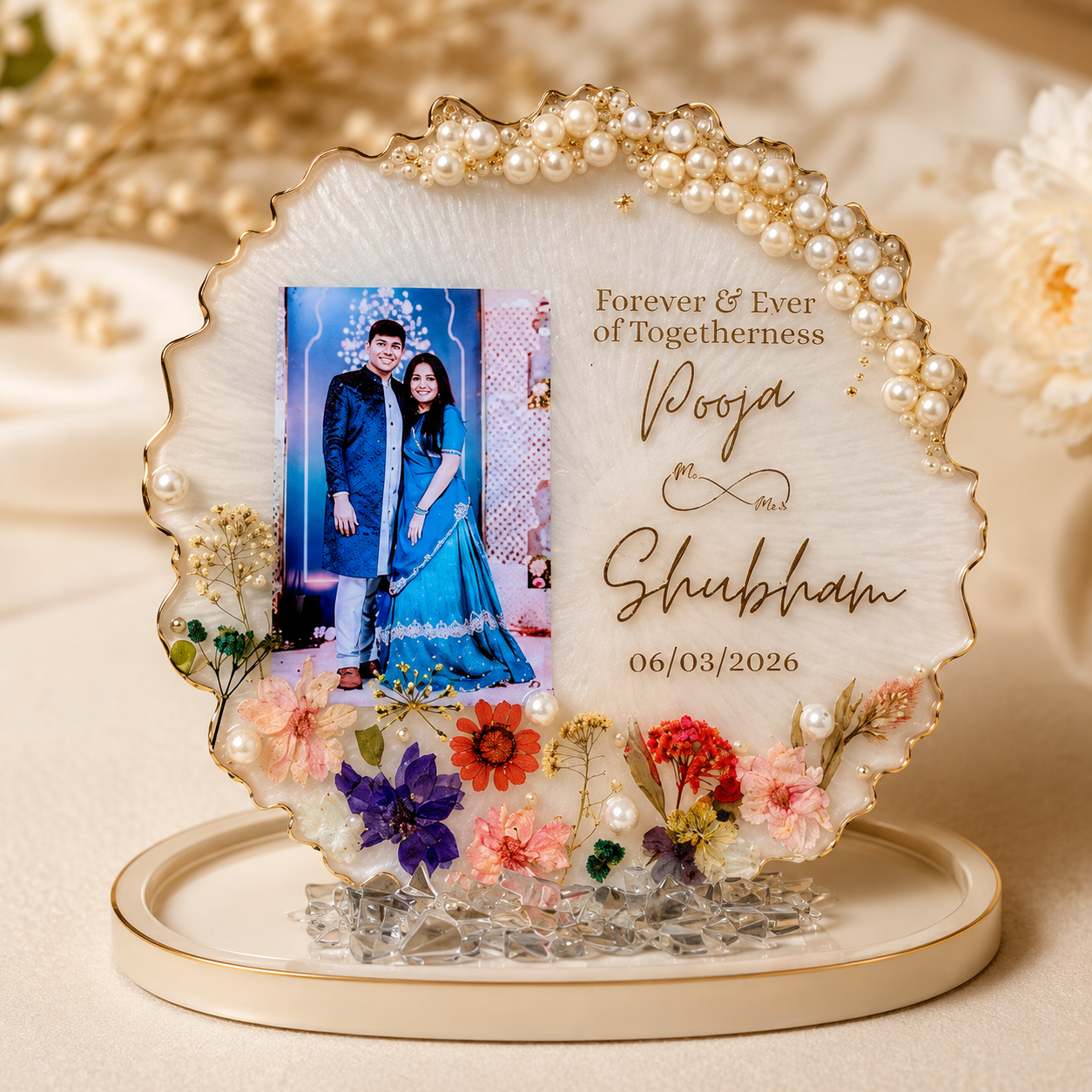 Personalized Couple Photo Resin Frame with Name & Date