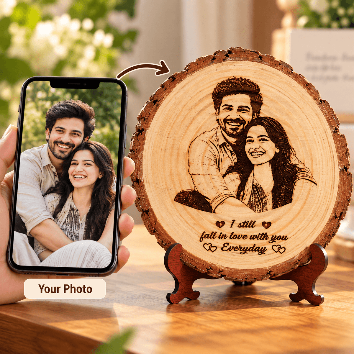 Personalized Wooden Engraved Photo Frame