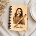 Personalized Photo Engraved Wooden Diary with Name Pen