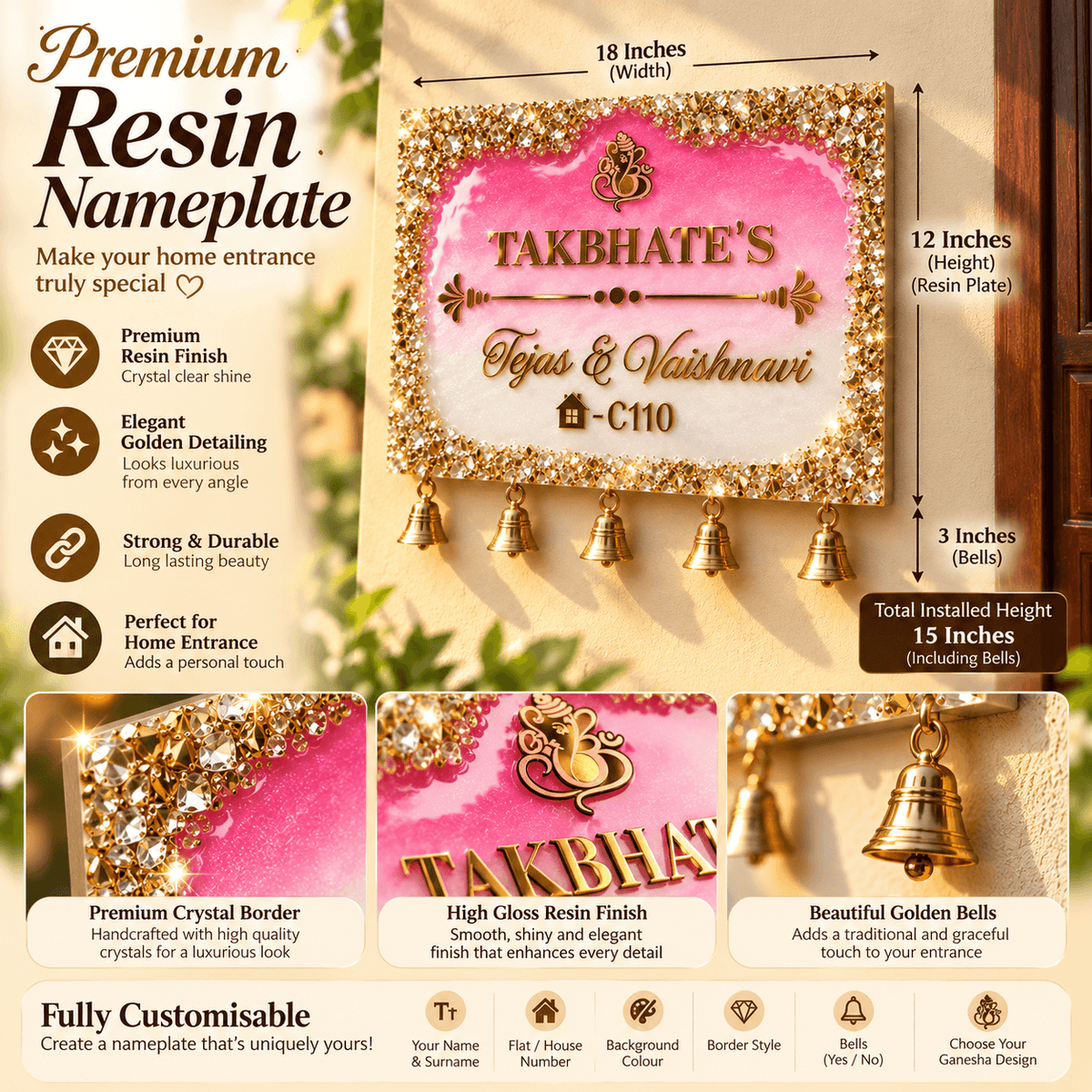 Personalized Resin House Name Plate | Custom Name & Address Plate