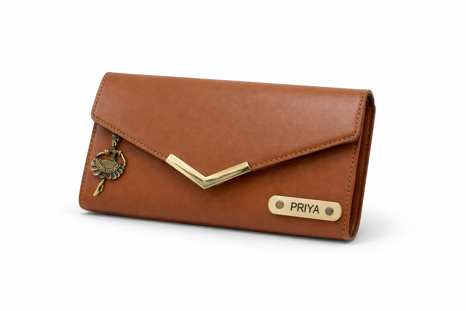 Personalized Envelope Clutch Wallet with Name Plate