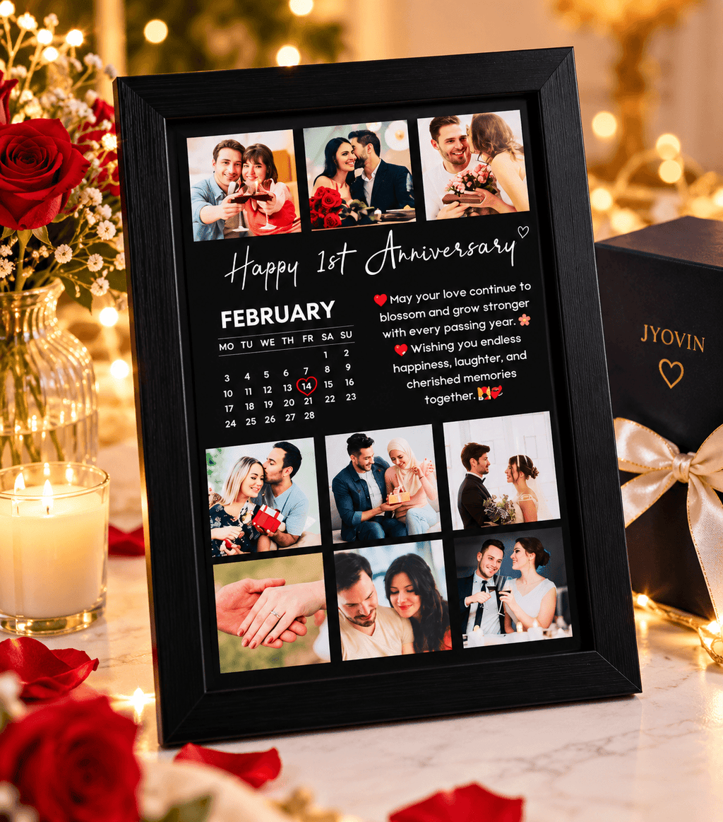 Personalized Anniversary Photo Frame with Custom Calendar & Quotes