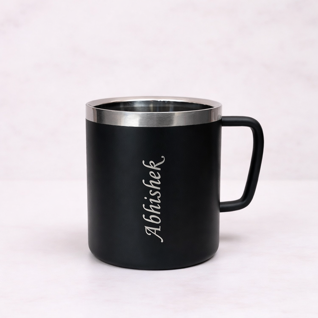 Personalized Black Stainless Steel Coffee Mug with Name