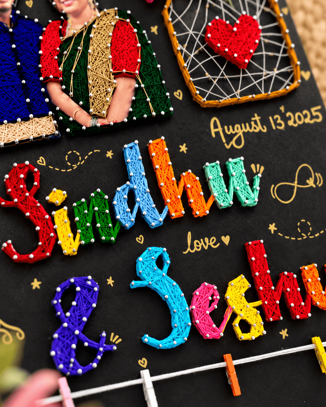 Personalized Couple String Art Photo Frame | Custom Names & Date | Jyovin