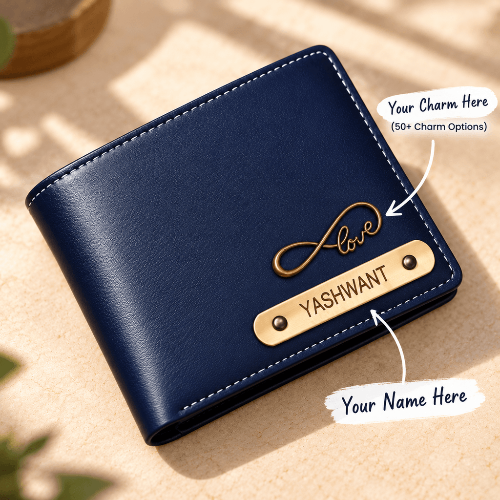 Personalized Premium Men’s Wallet with Custom Name & Charm