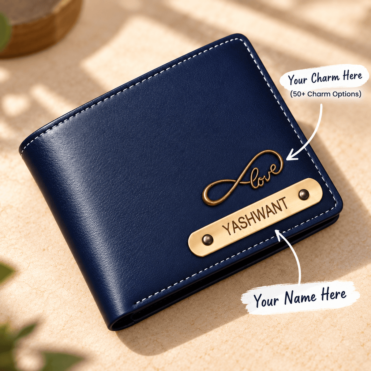 Personalized Premium Men’s Wallet with Custom Name & Charm