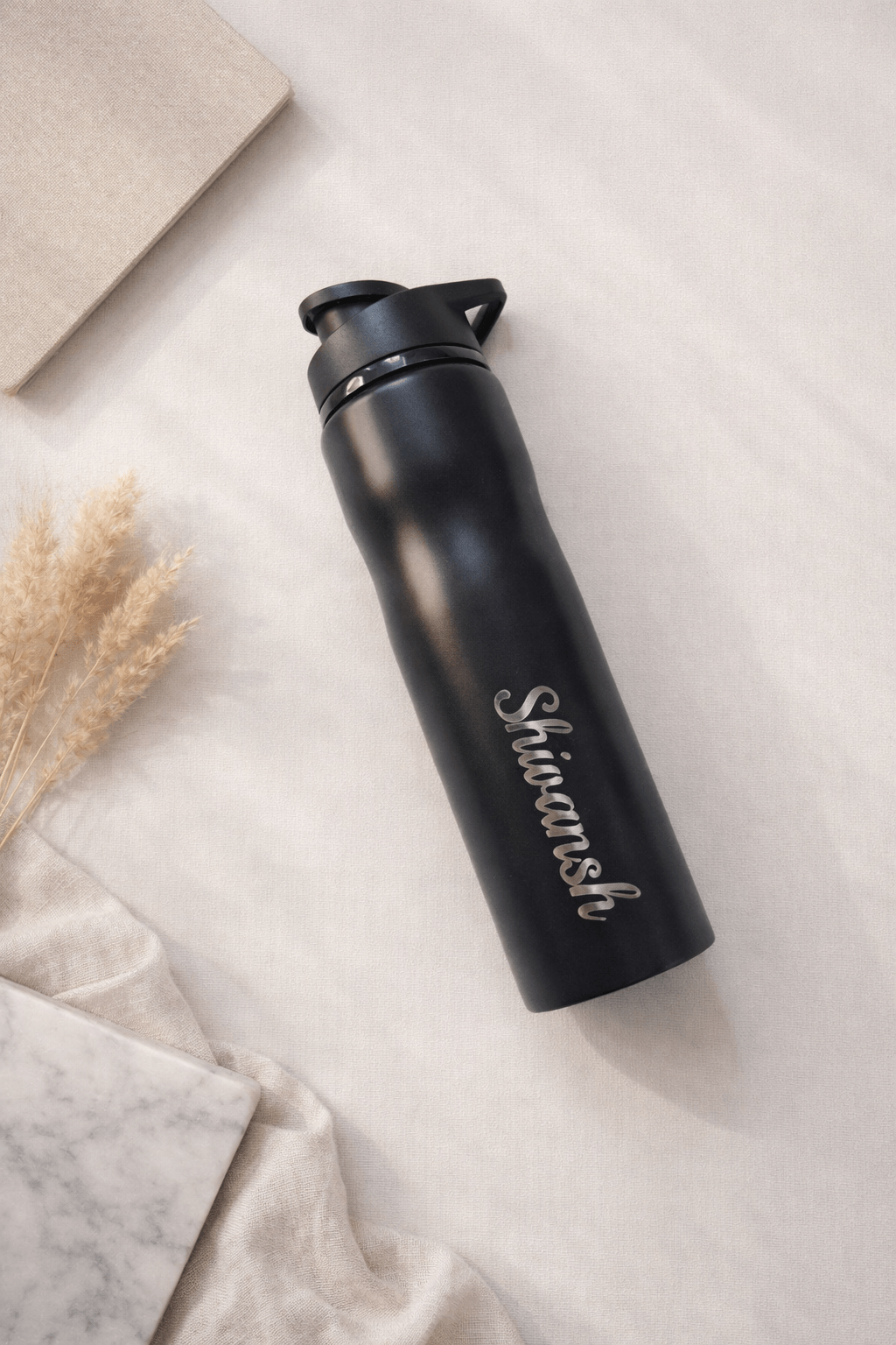 Personalized Black Stainless Steel Water Bottle | Custom Name Engraved