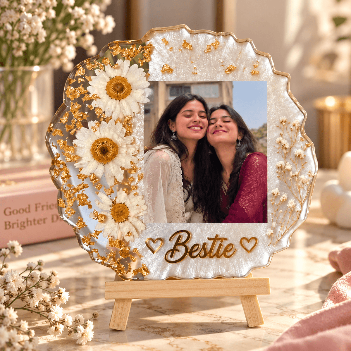 Personalized Resin Photo Frame – Custom Bestie Gift