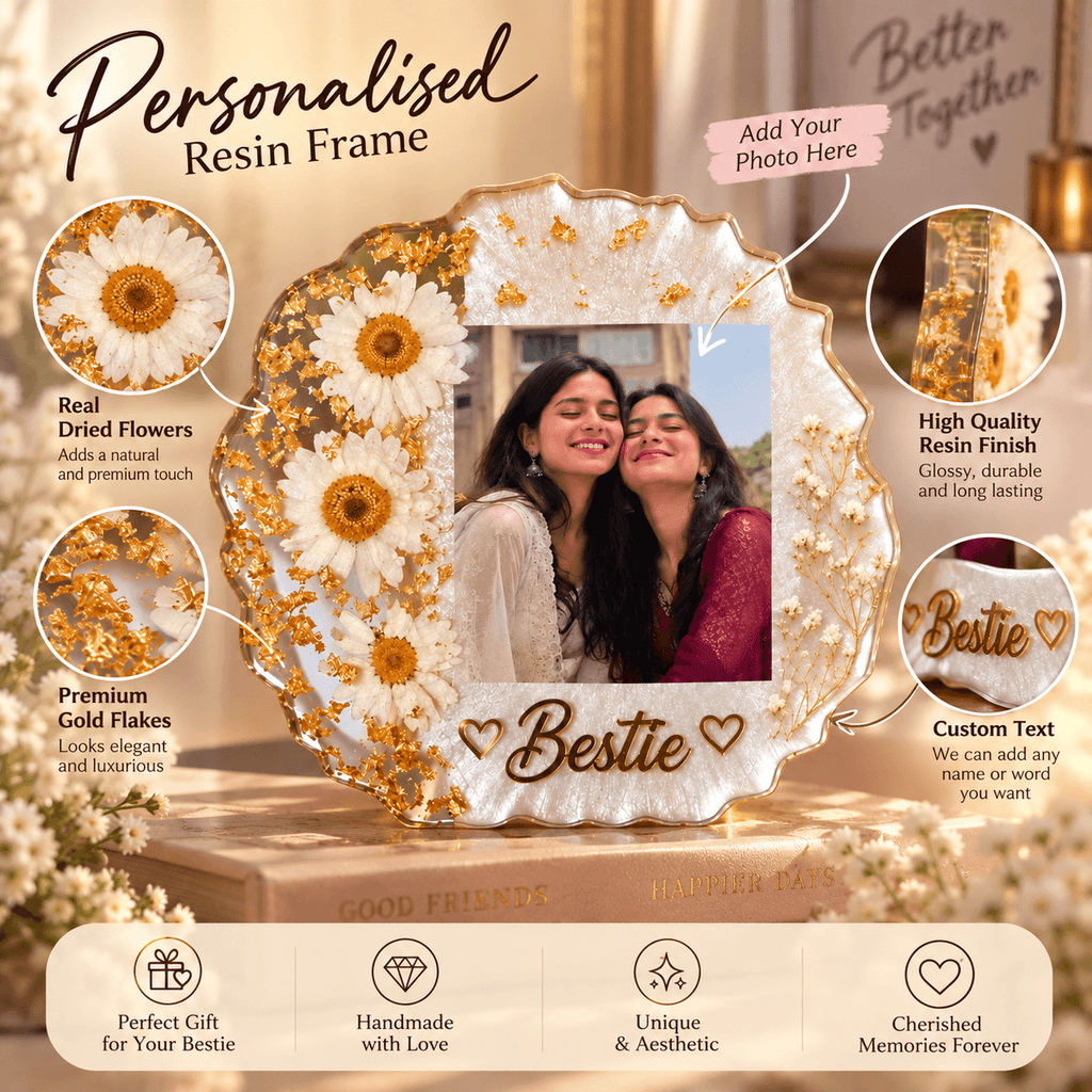 Personalized Resin Photo Frame – Custom Bestie Gift