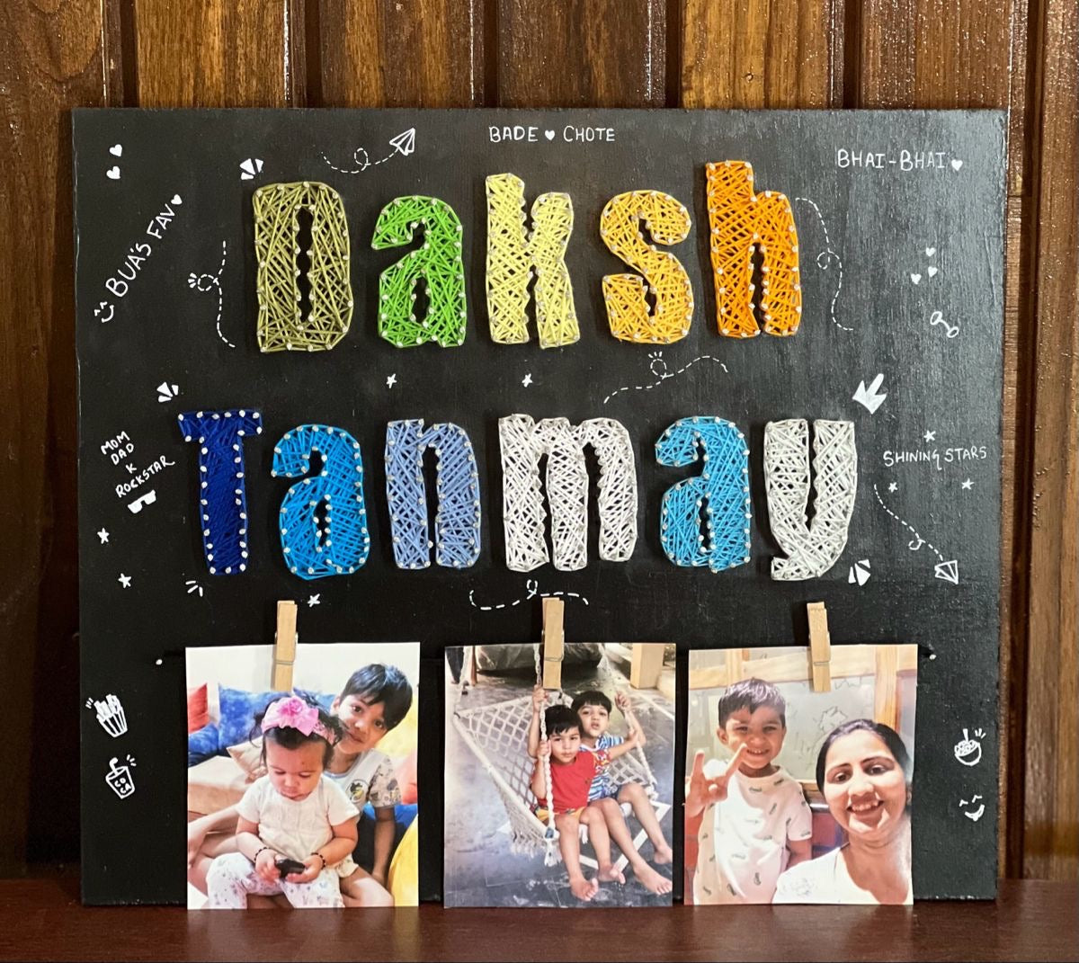Personalized String Art Photo Board with Names & Photos