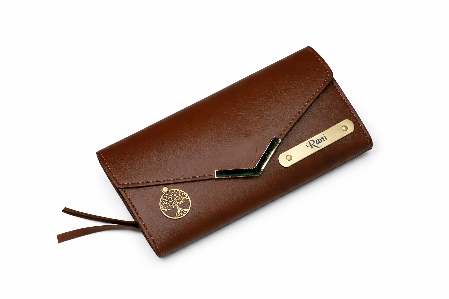 Personalized Envelope Clutch Wallet with Name Plate
