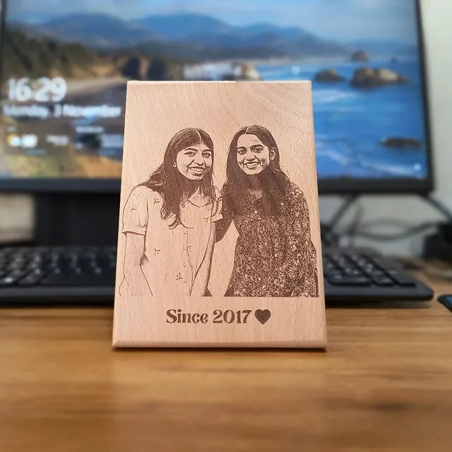 Custom Wooden Photo Engraving Frame – Premium Gift