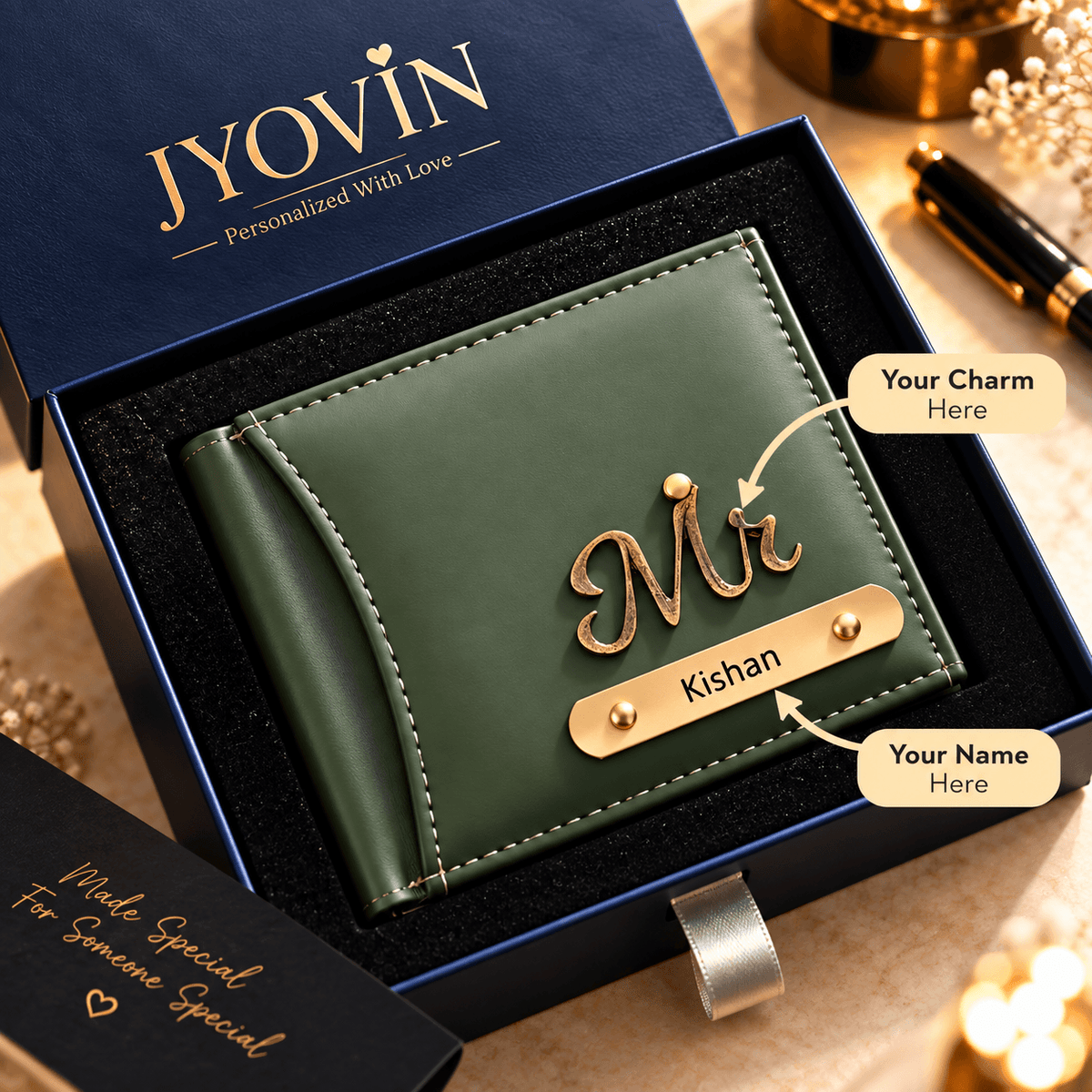 Personalized Leather Wallet with Name & Symbol