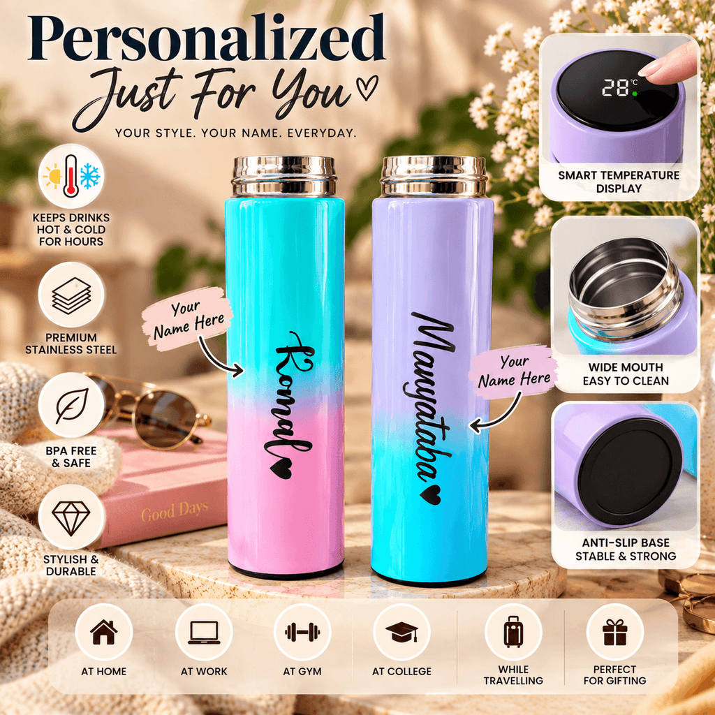Personalized Gradient Stainless Steel Water Bottle – Custom Name Gift