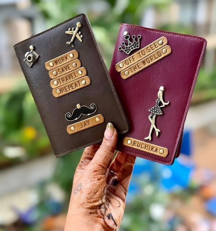 Personalized Leather Passport Cover with Name & Charms | Travel Gift