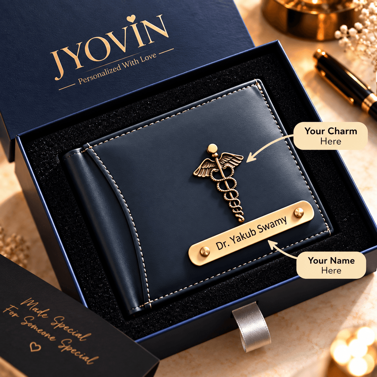 Personalized Leather Wallet with Name & Symbol