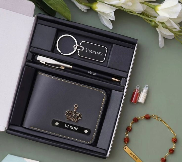 Customized Men’s Wallet Combo Gift Box with Name Engraving