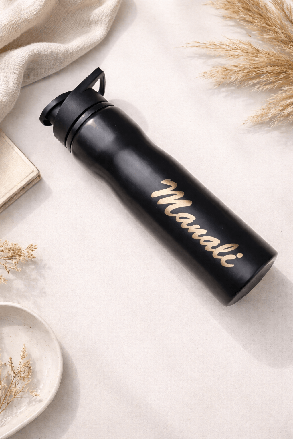 Personalized Black Stainless Steel Water Bottle | Custom Name Engraved