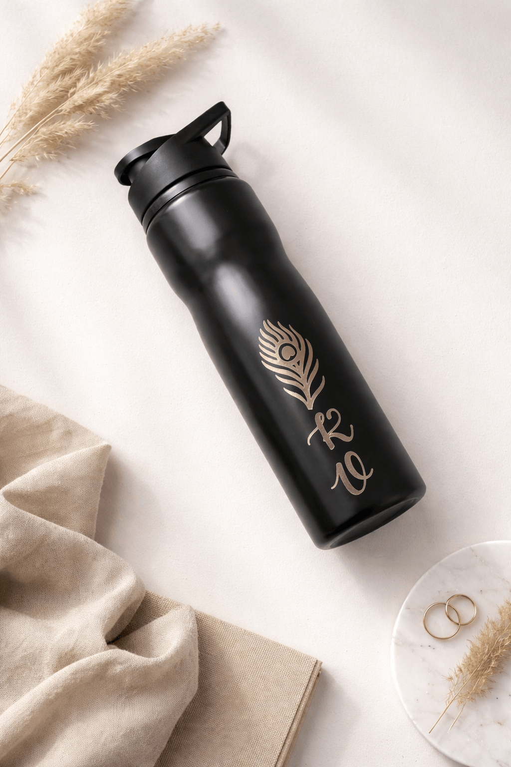 Personalized Black Stainless Steel Water Bottle | Custom Name Engraved