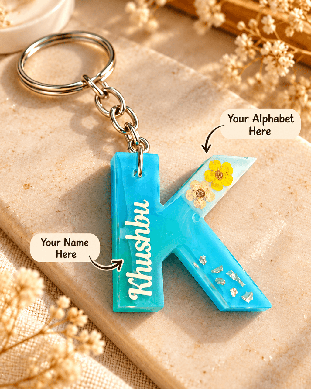 Personalized Resin Alphabet Keychain with Name | Jyovin