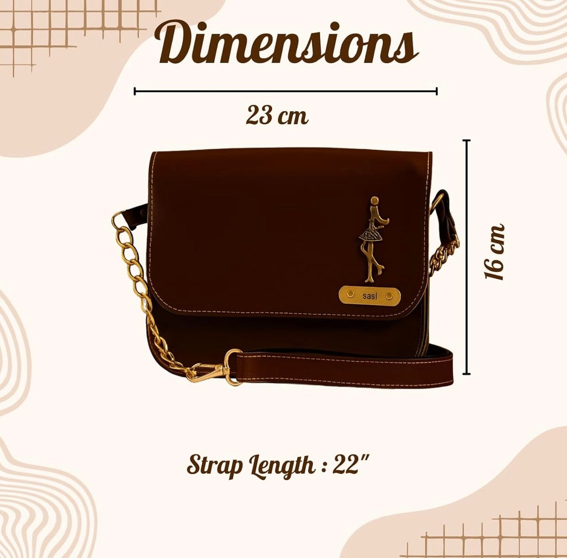 Personalized Women’s Sling Bag with Name Charm – Premium PU Leather Crossbody Purse