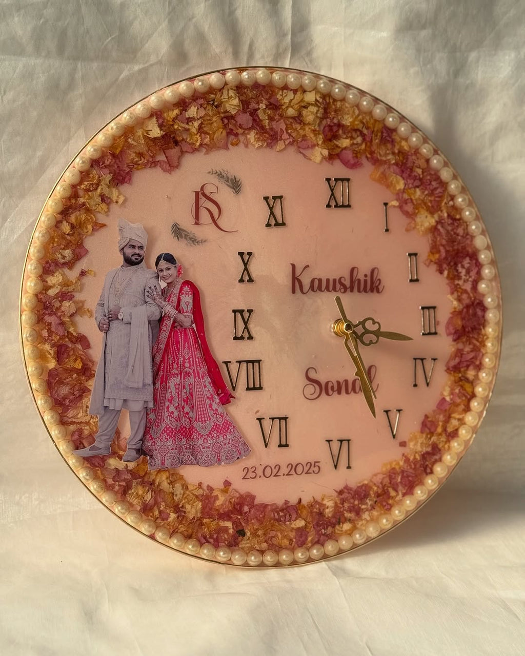 Personalized Wedding Resin Clock with Photo & Names | Custom Couple Gift | Anniversary Keepsake
