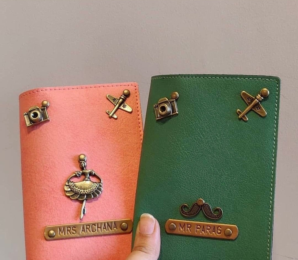 Personalized Leather Passport Cover with Name & Charms | Travel Gift