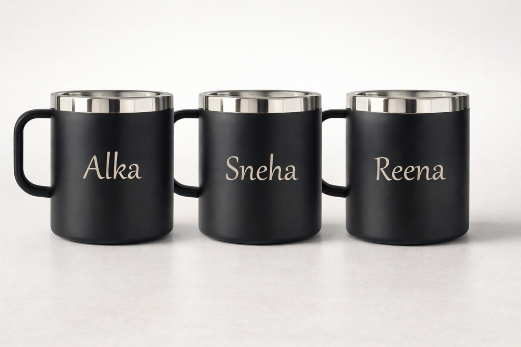 Personalized Black Stainless Steel Coffee Mug with Name