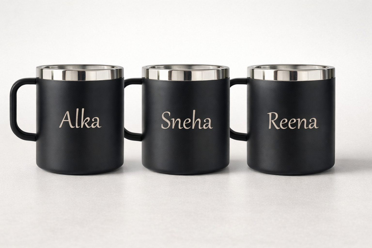 Personalized Black Stainless Steel Coffee Mug with Name