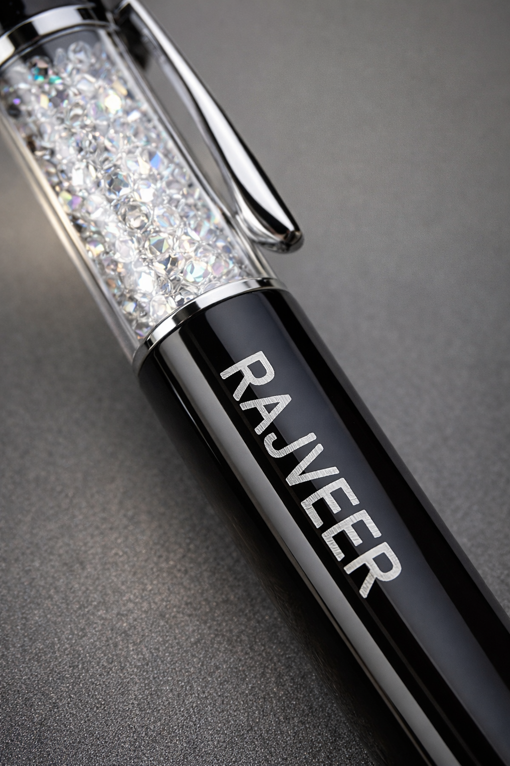 Personalized Black Crystal Pen with Premium Gift Box