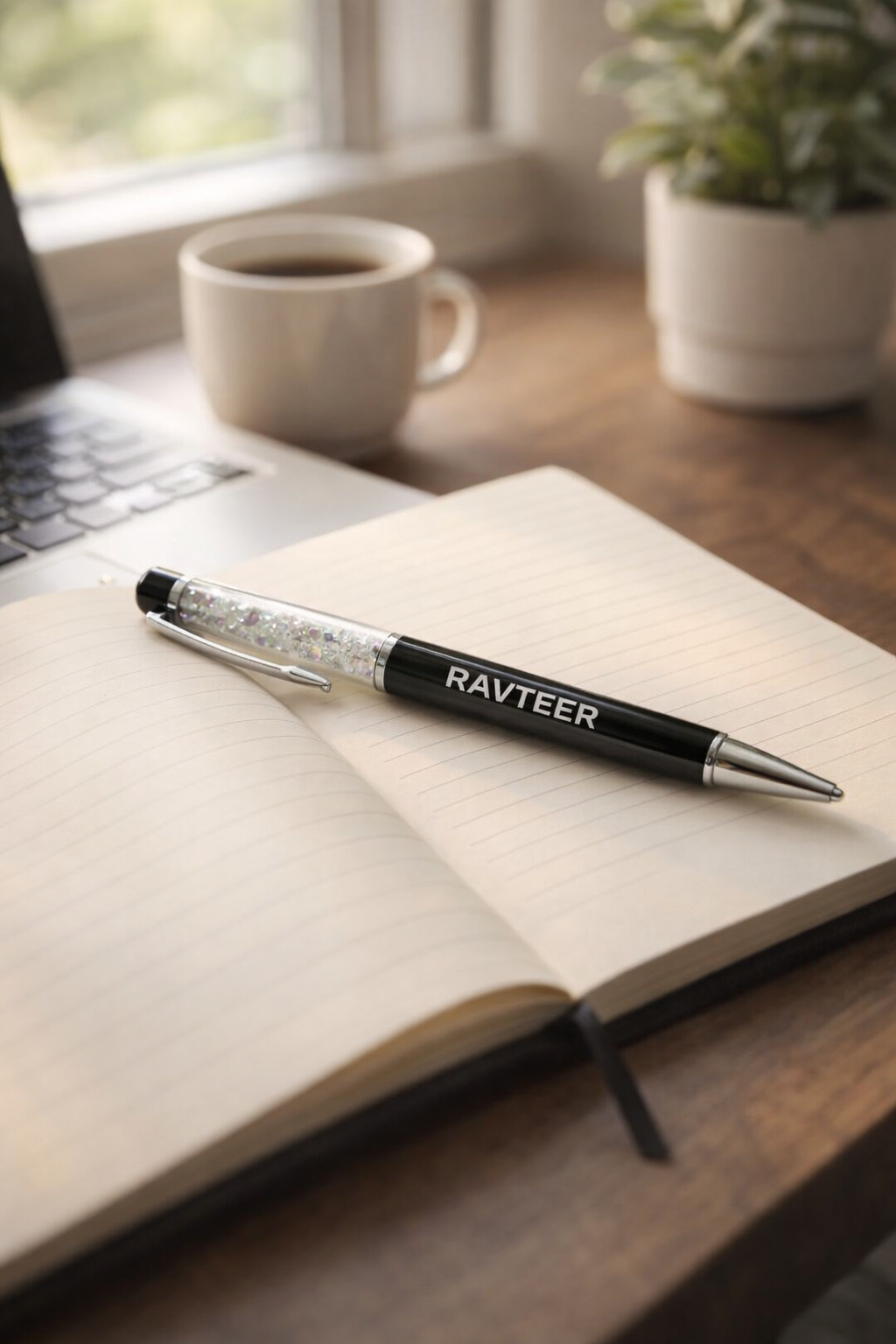 Personalized Black Crystal Pen with Premium Gift Box