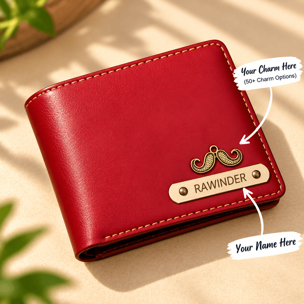 Personalized Premium Men’s Wallet with Custom Name & Charm