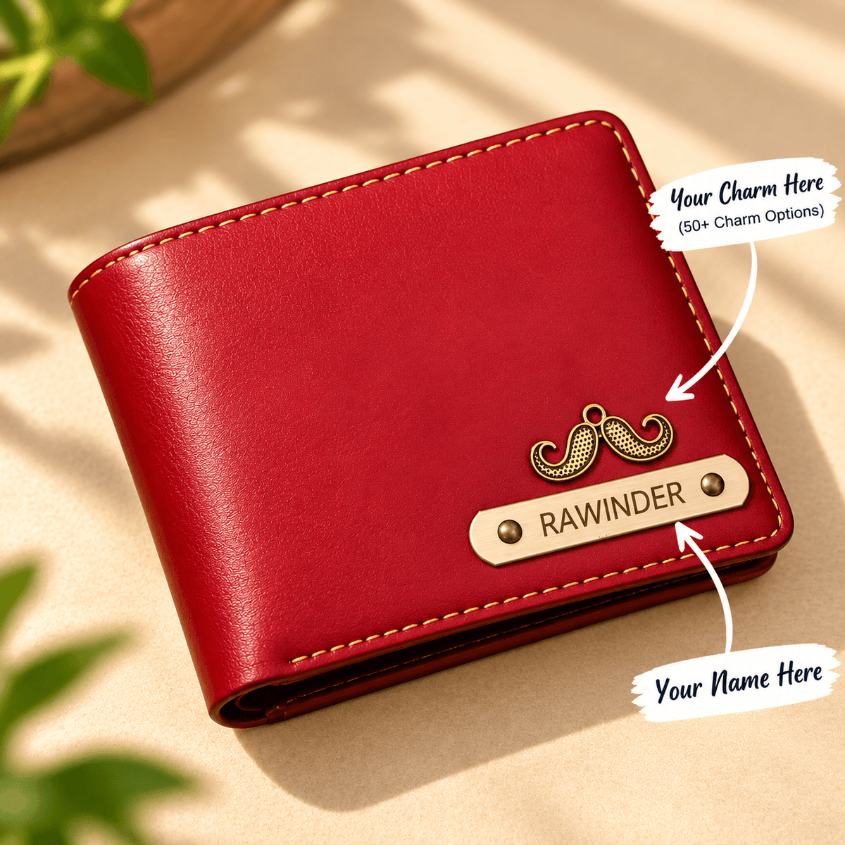 Personalized Premium Men’s Wallet with Custom Name & Charm