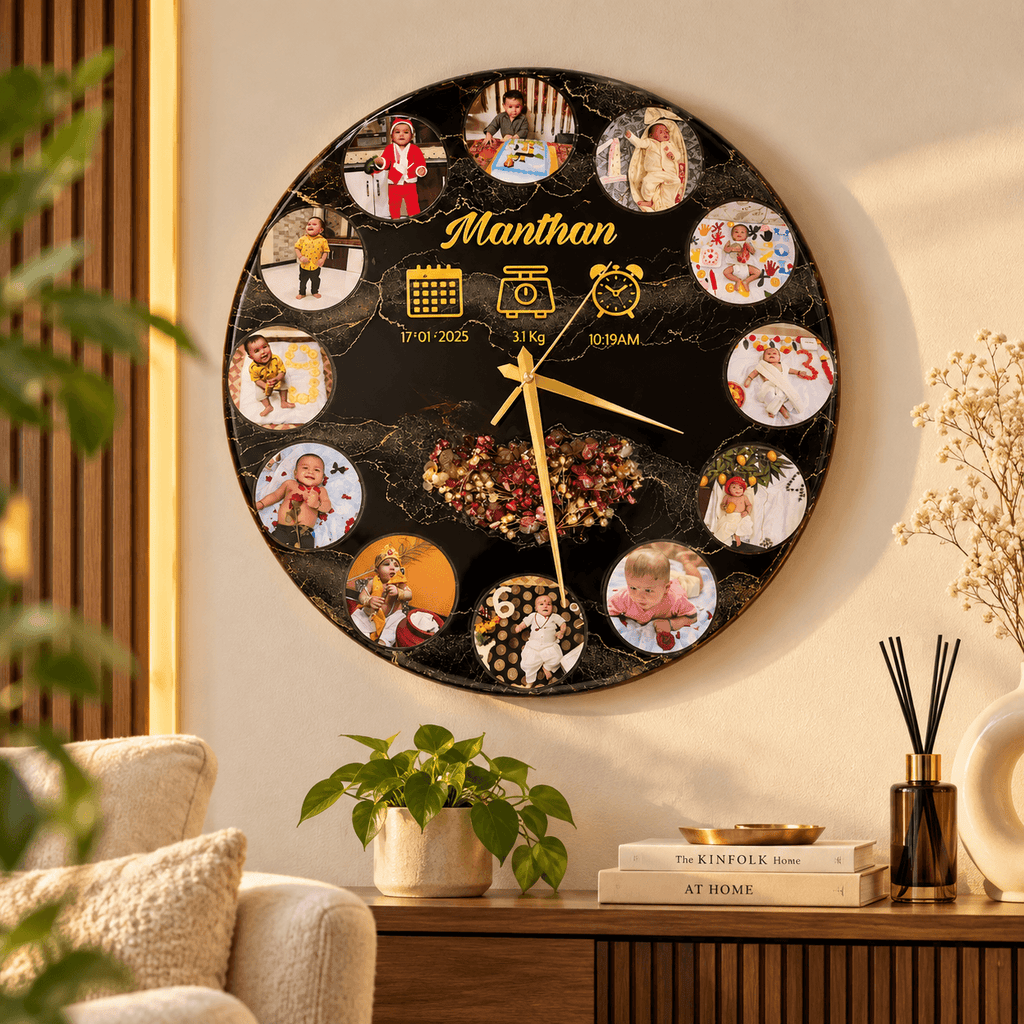 Personalized Photo Wall Clock – Custom Baby Photo & Birth Details | JYOVIN