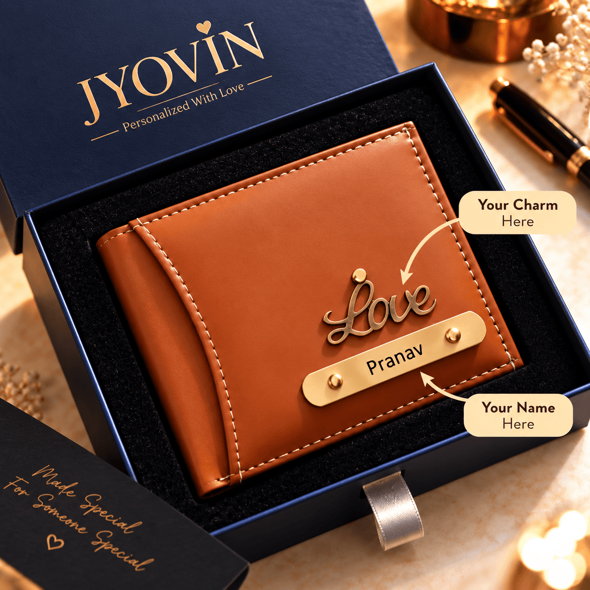 Personalized Leather Wallet with Name & Symbol