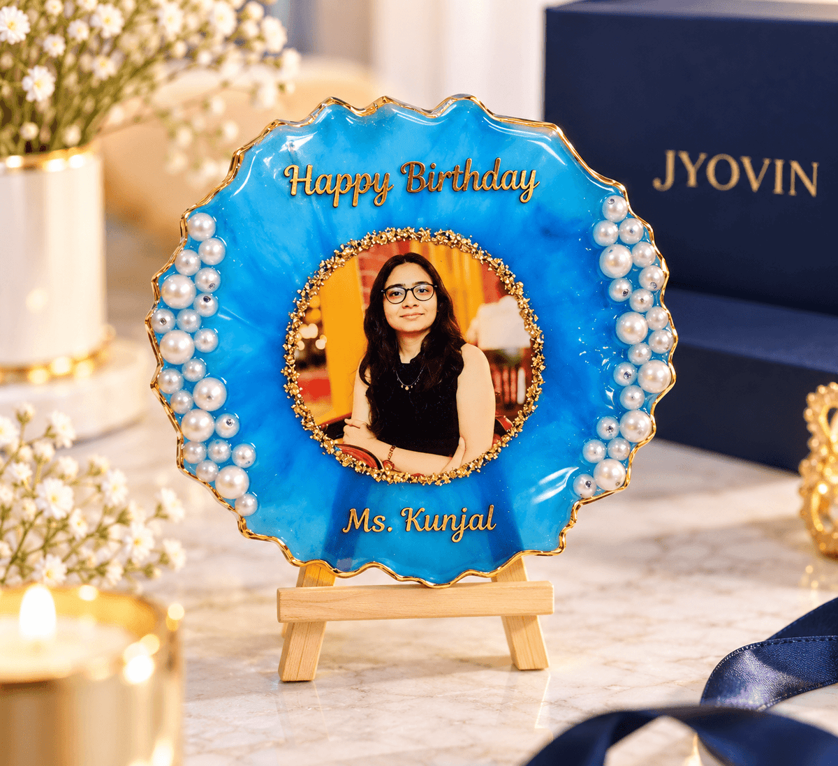 Personalized Resin Photo Frame | Custom Birthday Gift with Photo & Name