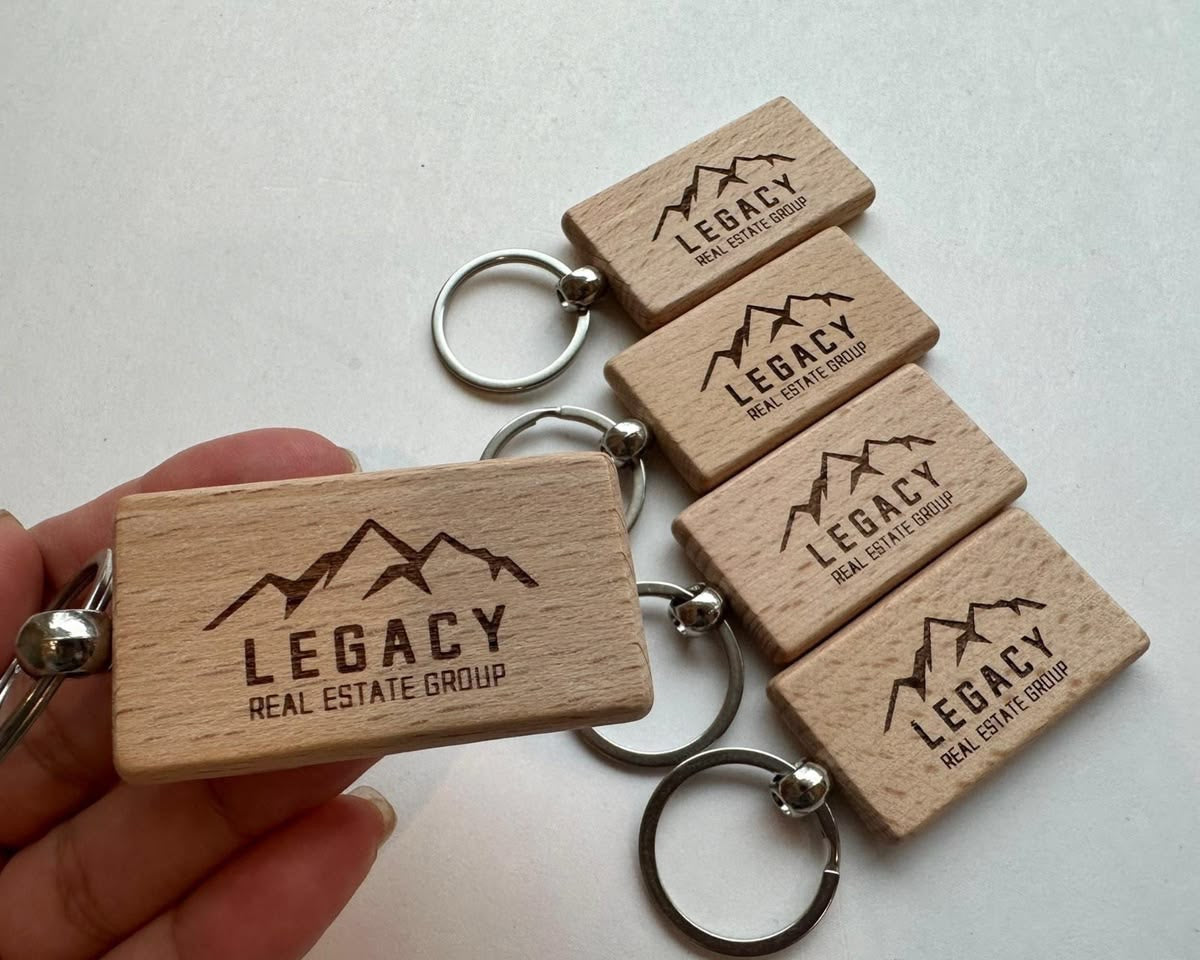 Personalized Wooden Engraved Keychain | Custom Name & Logo Keychain