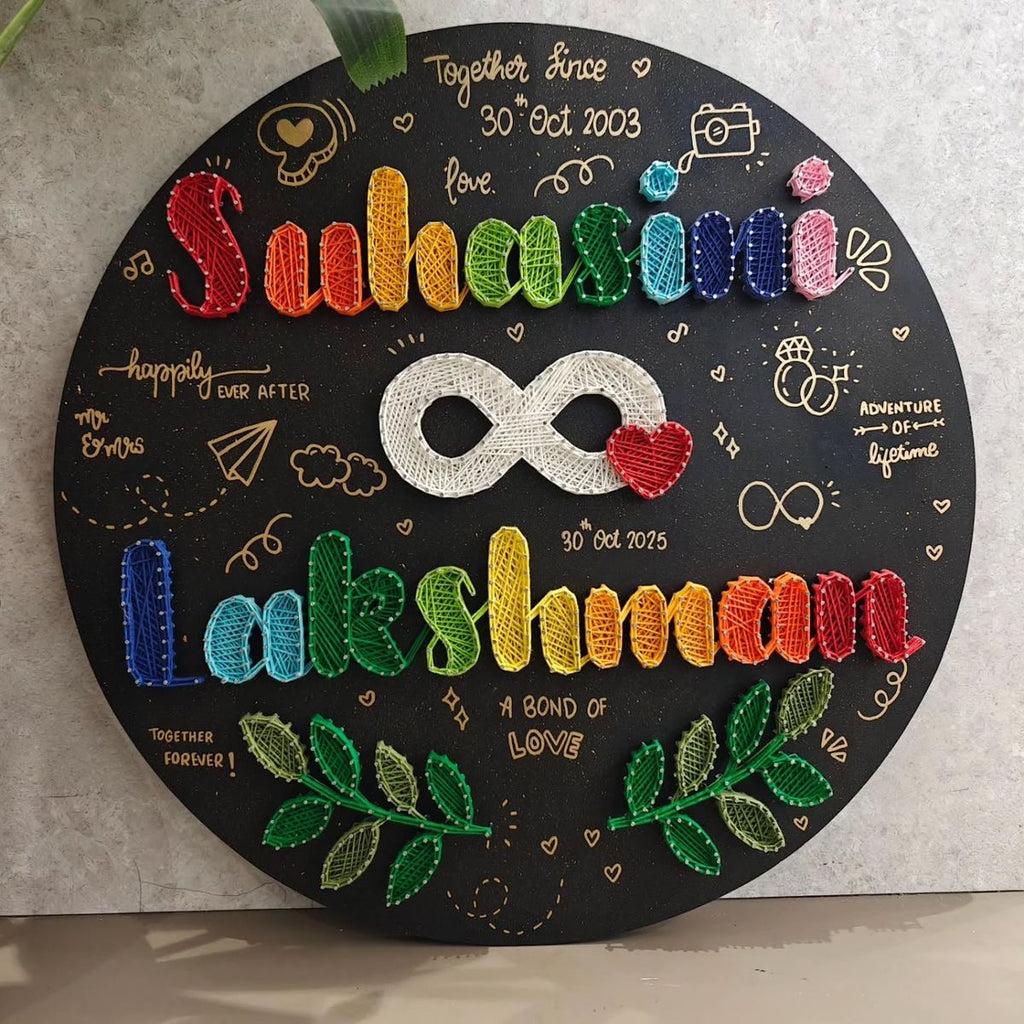 Personalized String Art Photo Board with Names & Photos