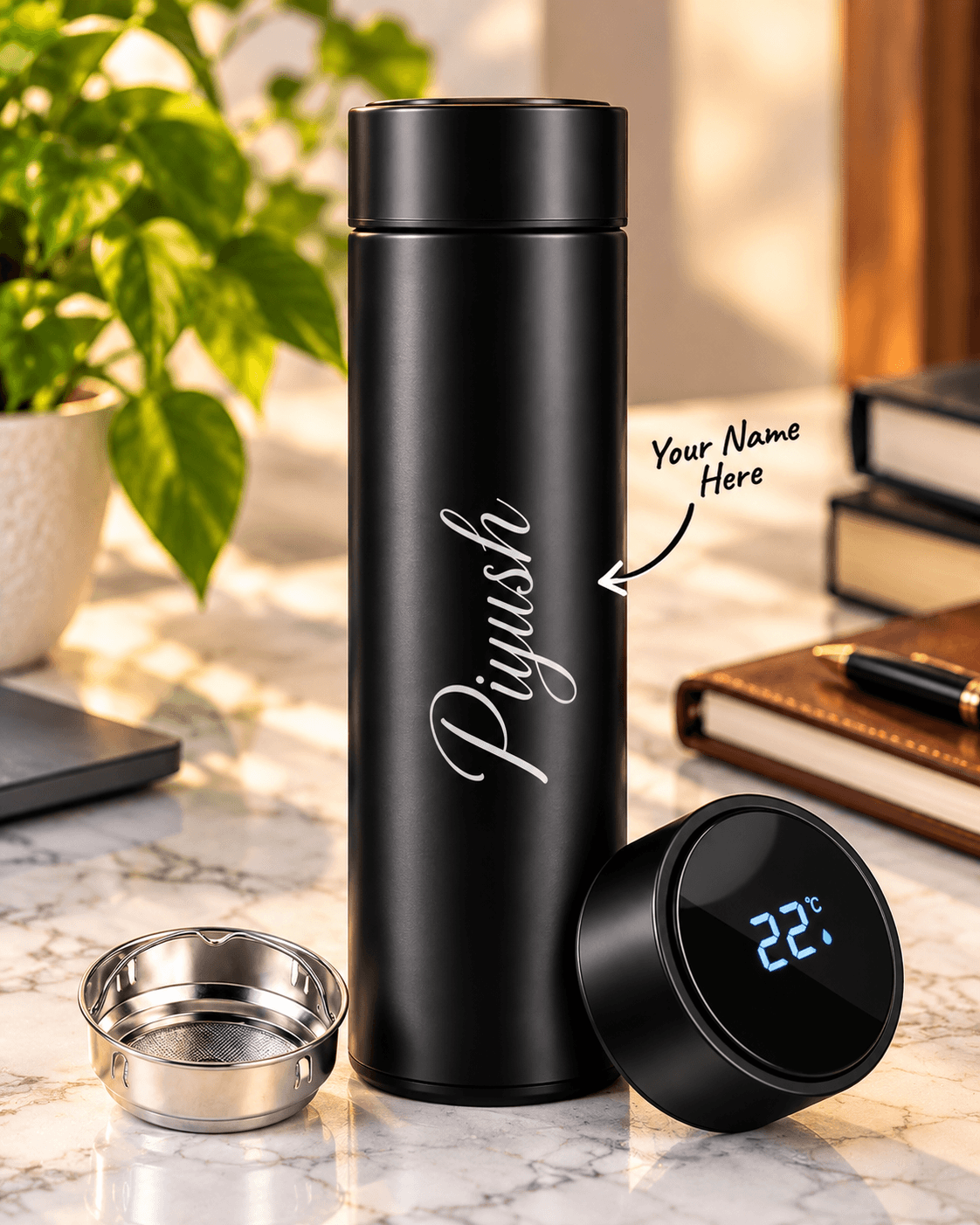 Personalized Name Temperature Bottle – Matte Stainless Steel | Custom Gift