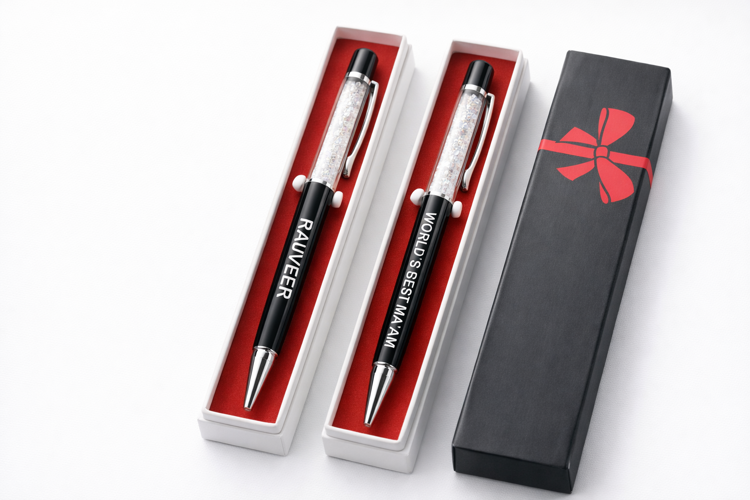 Personalized Black Crystal Pen with Premium Gift Box
