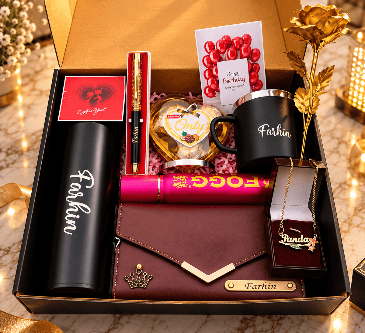 Personalized Luxury Birthday Gift Box for Her | Custom Name Combo